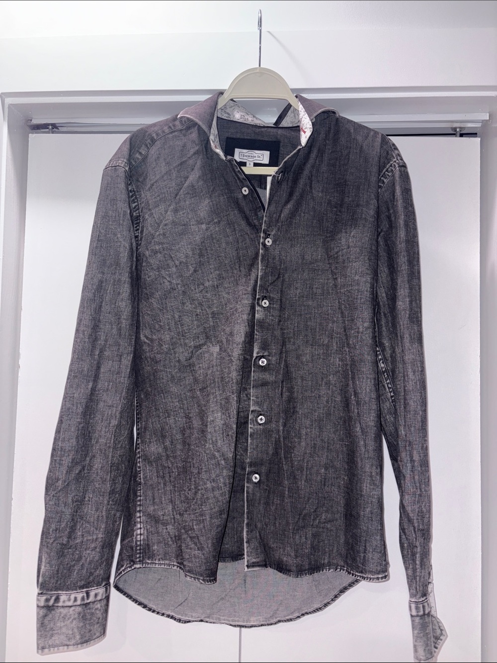 7 downie Washed Black Button-Up Shirt